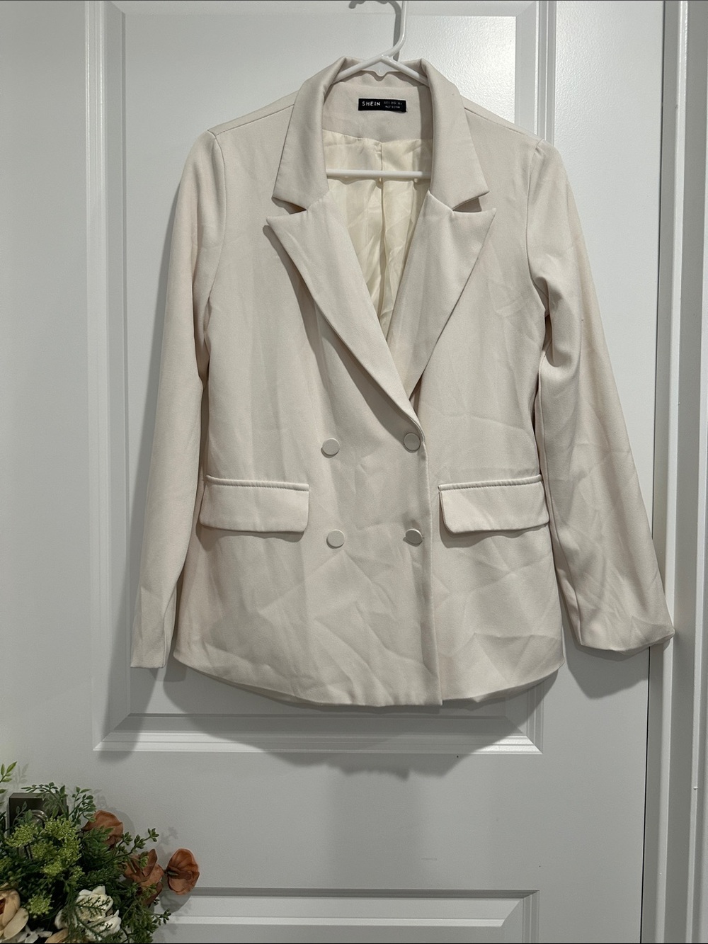 Cream Double-Breasted Blazer